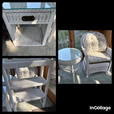 Wicker End Tables (2) Rocker & Storage Shelf