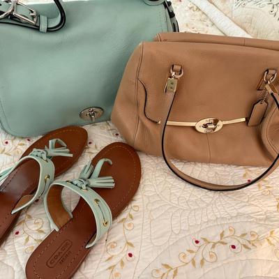 Two COACH Handbags, One Pair Of Sandles