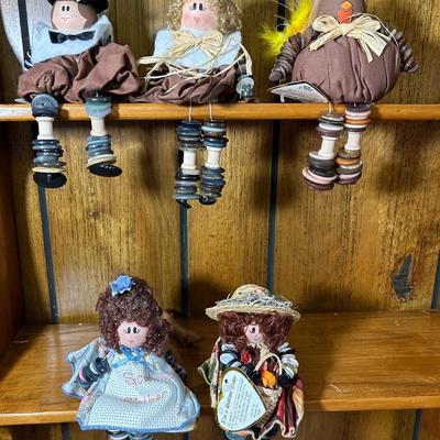 Group Of 5 Hand Crafted Button Babies 