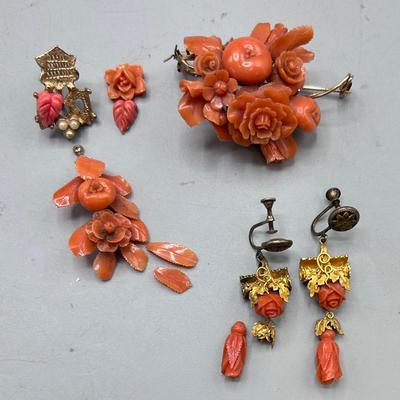 Antique Victorian Coral Jewelry 