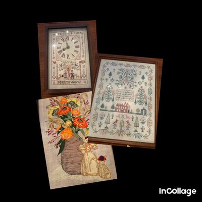  Three Vintage Needlepoint Art