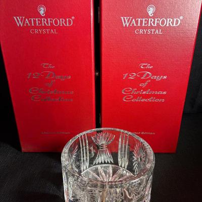 Two Waterford “12 Days Of Christmas” Flute, Millennium Bottle Coaster