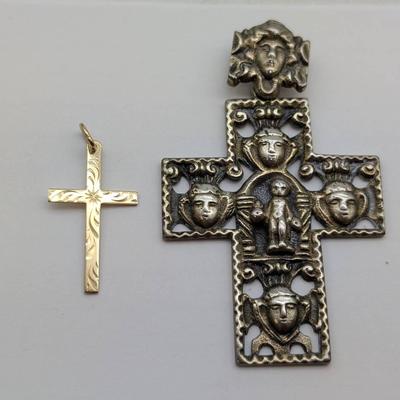 14K Gold & 828 Silver Cross Pendants 
