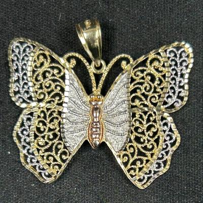 Tri-Color Gold Butterfly Pendant