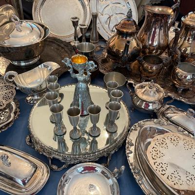 Silver Plate Assorted Serving Ware-Tea Set