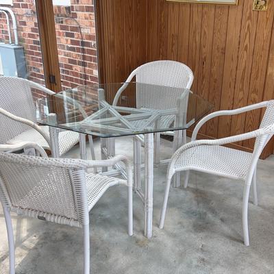 Wicker Table & 4 Wicker Chairs