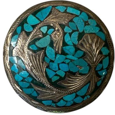 Sterling Silver Brooch with Turquoise