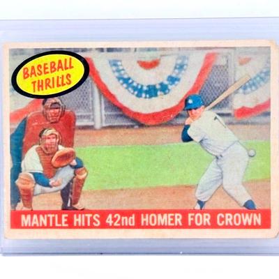1959 Topps Mickey Mantle Hits 42nd Homer For Crown