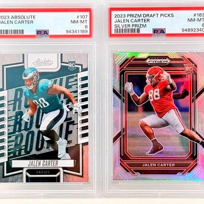 2023 Jalen Carter PSA-graded Rookie Card Lot – Absolute & Prizm Draft Picks