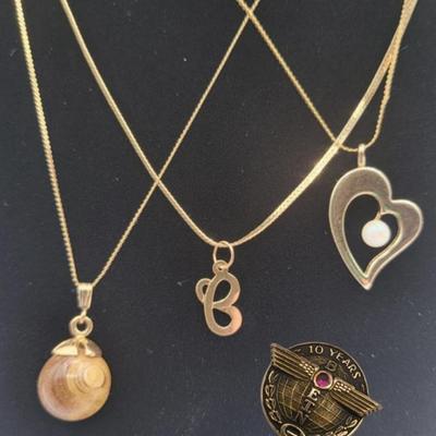 14k Gold Chain Necklaces 10k Boeing 10 Year Pin