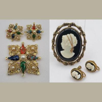 68 vintagejewelrysetscameo sarahcoventrybroochesearrings