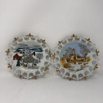 11 norcrestyuletideseriesglazedceramicvintageplates