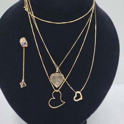 49 trioof14kgoldchainnecklaces vintagelapelpin
