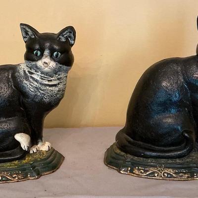 2 Painted Cast Iron Cats