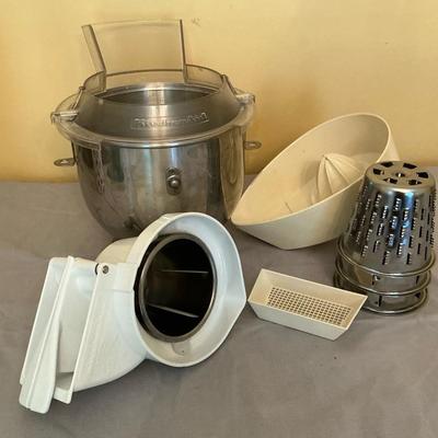 Kitchen-Aid Bowl Lift Bowl, Shield, Juicer, & Shred/Slice Attachements