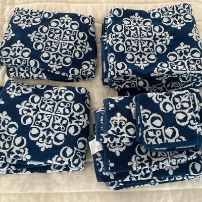 Charter Club 100% Cotton Blue & White Towels