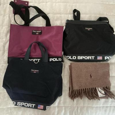 3 Polo Sport Bags & Polo Ralph Lauren Scarf (NWT)