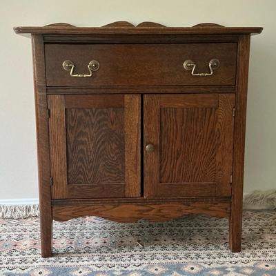 Antique Oak Wash Stand Cabinet