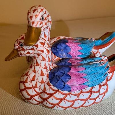 Herend Double Ducks Rust Fishnet 