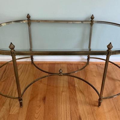 LaBarge Brass Glass Top Cocktail Table 