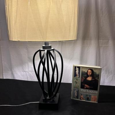 Bassett Mirror Orson Black Metal Lamp & Treasures of the Louvre Art Book