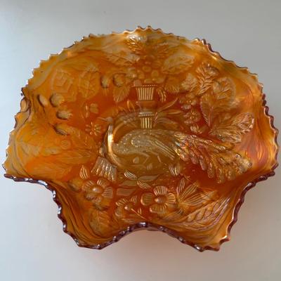 Vintage Fenton Marigold Peacock Carnival Glass 