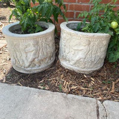 Concrete Cherub Pots