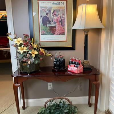 Sofa Table With Coke Collectibles And More 