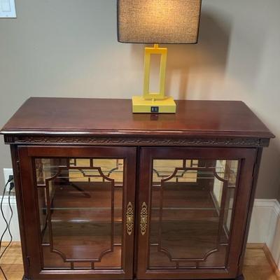 Mahogany Display Cabinet with Lamp