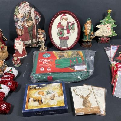 Christmas Needlepoint & Other Decor Lot