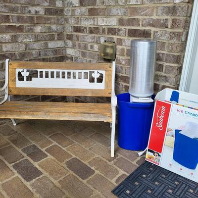 Children's outdoor bench and ice cream maker