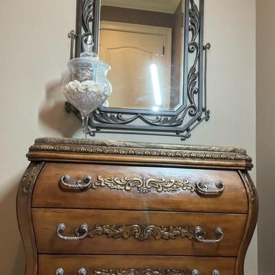Bombay Chest With Mirror And Lidded Jar Of Seashells