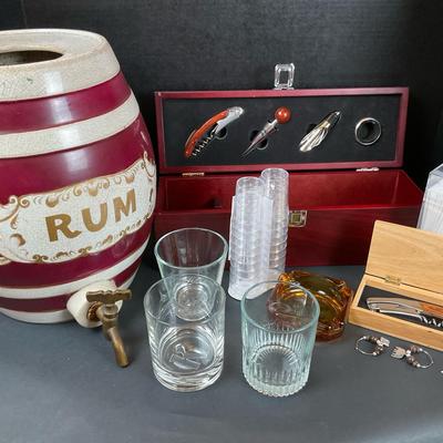Vintage Rum Dispenser & Bar Accessory Set