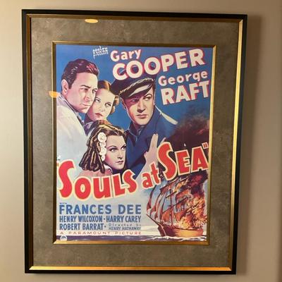 Framed Souls at Sea Movie Poster Featuring Gary Cooper and George Raft