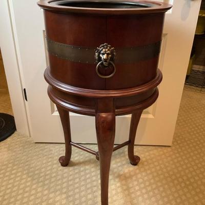 Walnut and Brass Bound Planter or Wine Cooler 