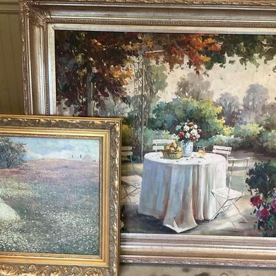 Framed Art Pair – Garden Terrace & Mother and Child in Field