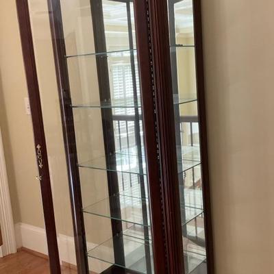 Glass Display Curio Cabinet with Mirrored Back