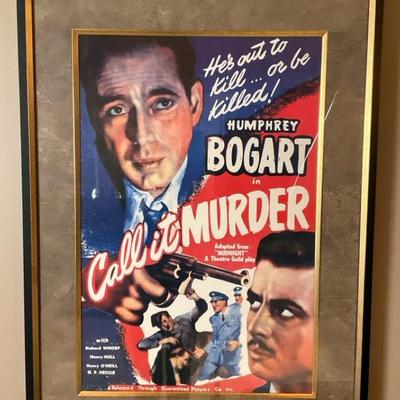 Framed "Call It Murder" Movie Poster Featuring Humphrey Bogart
