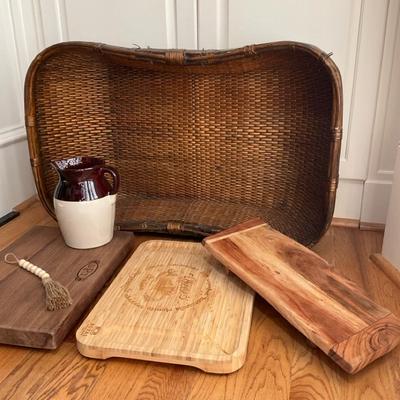 Wicker Basket and Cutting Boards