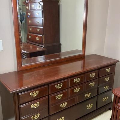 Cherry Wood Dresser with Mirror