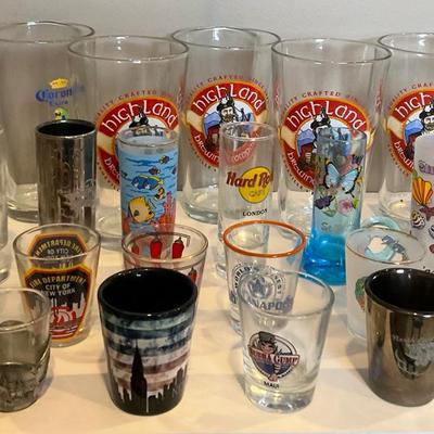 Beer Glasses, Mugs And Shot Glass Collection 