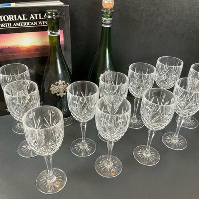 Set of 11 Cut Crystal Wine Glasses  With Wine Book 