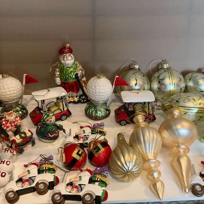 Assortment Of Christmas Golf -Themed Ornaments and More