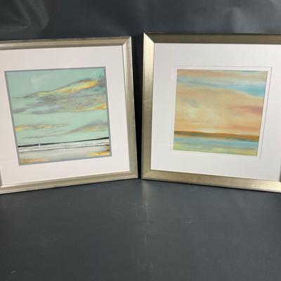 Pair of Framed Coastal Sunset Prints