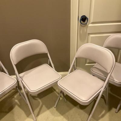 Set Of 4 Metal And Faux Leather Folding Chairs 