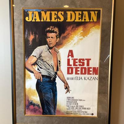 Framed French Movie Poster for East of Eden Featuring James Dean
