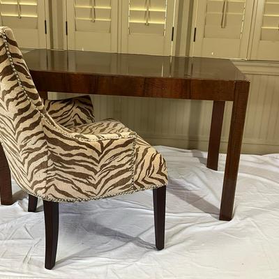 Modern Wood Desk with Zebra Print Armchair