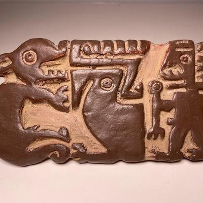 1940s Ecuadorian Manteno Pottery Stamp, Zoomorphic Motif.