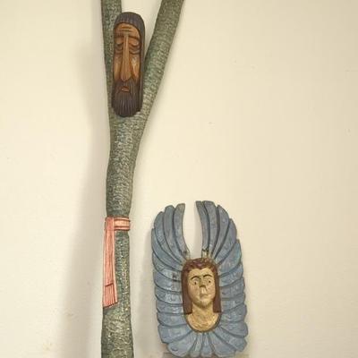 Jesus & Angel Carved Wood 