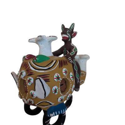 Clay Diablo On Helicopter Folk Art Signed By Emilia Gutierrez Zacarias 